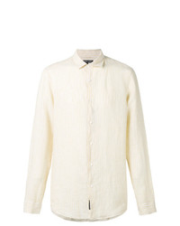 Camicia a maniche lunghe di lino a righe verticali gialla di Michael Kors Collection