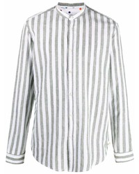 Camicia a maniche lunghe di lino a righe verticali grigia di Manuel Ritz
