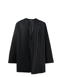 Camicia a maniche lunghe di lino a righe verticali nera di Yohji Yamamoto