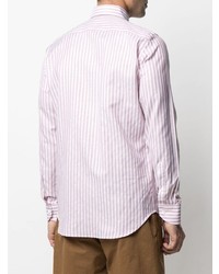 Camicia a maniche lunghe di lino a righe verticali rosa di Canali
