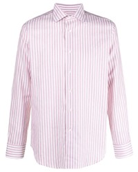 Camicia a maniche lunghe di lino a righe verticali rosa di Canali