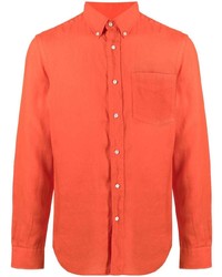 Camicia a maniche lunghe di lino arancione di Aspesi