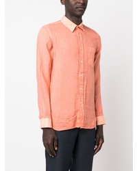 Camicia a maniche lunghe di lino arancione di 120% Lino