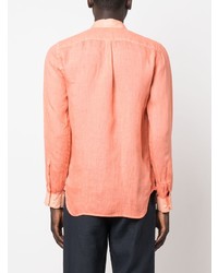 Camicia a maniche lunghe di lino arancione di 120% Lino