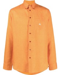 Camicia a maniche lunghe di lino arancione di Etro