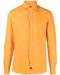 Camicia a maniche lunghe di lino arancione di Fay