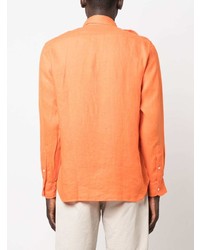 Camicia a maniche lunghe di lino arancione di Ralph Lauren Purple Label