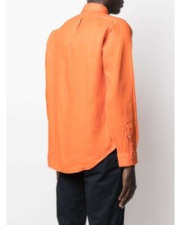 Camicia a maniche lunghe di lino arancione di Polo Ralph Lauren