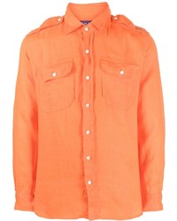 Camicia a maniche lunghe di lino arancione di Ralph Lauren Purple Label