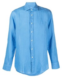 Camicia a maniche lunghe di lino azzurra di 120% Lino