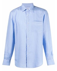 Camicia a maniche lunghe di lino azzurra di Aspesi