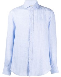 Camicia a maniche lunghe di lino azzurra di Brunello Cucinelli