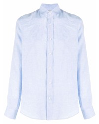 Camicia a maniche lunghe di lino azzurra di Brunello Cucinelli