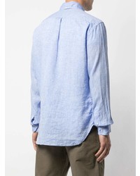 Camicia a maniche lunghe di lino azzurra di Gitman Vintage
