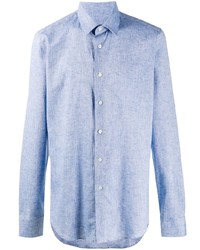 Camicia a maniche lunghe di lino azzurra di Dell'oglio