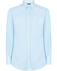 Camicia a maniche lunghe di lino azzurra di Dolce & Gabbana