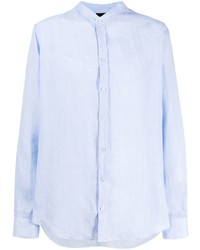 Camicia a maniche lunghe di lino azzurra di Emporio Armani