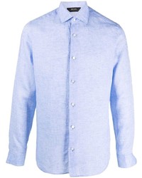 Camicia a maniche lunghe di lino azzurra di Ermenegildo Zegna