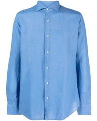 Camicia a maniche lunghe di lino azzurra di Fedeli