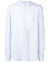 Camicia a maniche lunghe di lino azzurra di Giorgio Armani