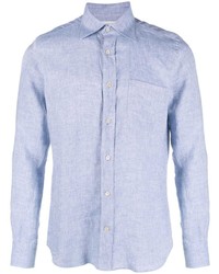 Camicia a maniche lunghe di lino azzurra di Glanshirt