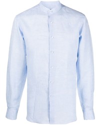 Camicia a maniche lunghe di lino azzurra di Karl Lagerfeld