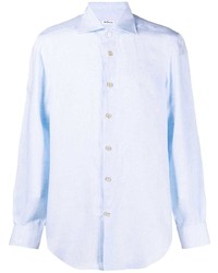 Camicia a maniche lunghe di lino azzurra di Kiton