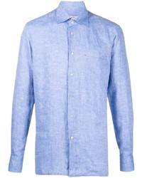 Camicia a maniche lunghe di lino azzurra di Kiton