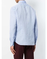 Camicia a maniche lunghe di lino azzurra di Xacus