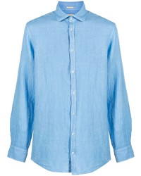 Camicia a maniche lunghe di lino azzurra di Massimo Alba