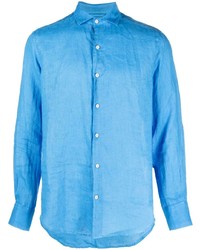Camicia a maniche lunghe di lino azzurra di MC2 Saint Barth