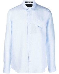 Camicia a maniche lunghe di lino azzurra di Philipp Plein