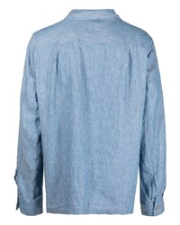 Camicia a maniche lunghe di lino azzurra di Xacus