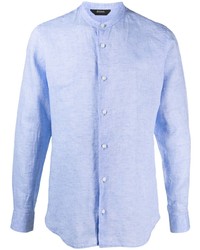 Camicia a maniche lunghe di lino azzurra di Z Zegna
