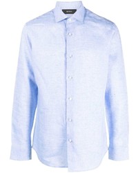 Camicia a maniche lunghe di lino azzurra di Z Zegna