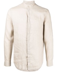 Camicia a maniche lunghe di lino beige di Armani Exchange