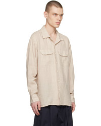 Camicia a maniche lunghe di lino beige di Engineered Garments