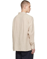 Camicia a maniche lunghe di lino beige di Engineered Garments