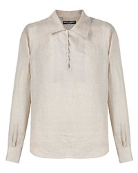 Camicia a maniche lunghe di lino beige di Dolce & Gabbana