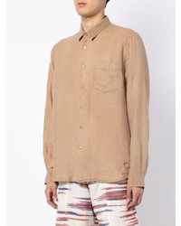 Camicia a maniche lunghe di lino beige di Vilebrequin