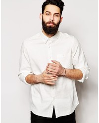 Camicia a maniche lunghe di lino bianca di Asos