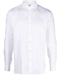 Camicia a maniche lunghe di lino bianca di Borrelli