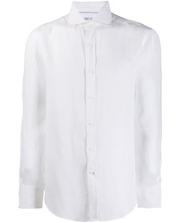 Camicia a maniche lunghe di lino bianca di Brunello Cucinelli