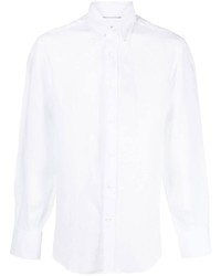 Camicia a maniche lunghe di lino bianca di Brunello Cucinelli