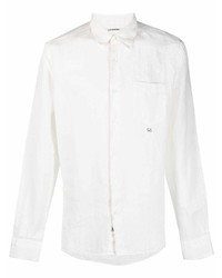 Camicia a maniche lunghe di lino bianca di C.P. Company