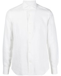 Camicia a maniche lunghe di lino bianca di Corneliani