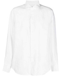 Camicia a maniche lunghe di lino bianca di Corneliani