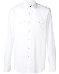 Camicia a maniche lunghe di lino bianca di Dell'oglio