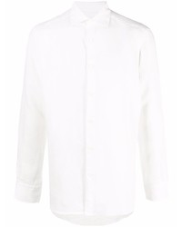 Camicia a maniche lunghe di lino bianca di Ermenegildo Zegna