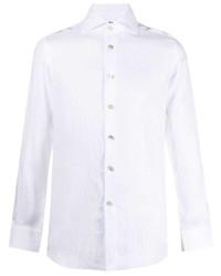 Camicia a maniche lunghe di lino bianca di Kiton